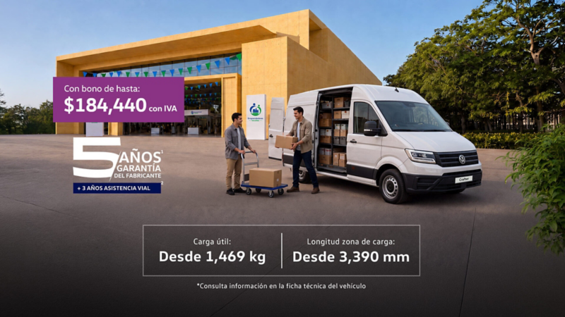 Adquiere una camioneta de trabajo Volkswagen Crafter a precio promocional