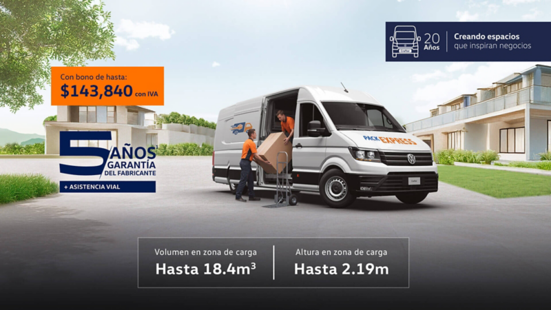 Aprovecha el bono de hasta $143,840 MXN con IVA incluido de Crafter Cargo Van