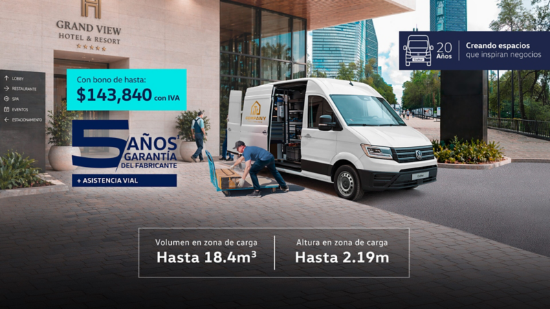 Aprovecha el bono de hasta $143,840 MXN con IVA incluido de Crafter Cargo Van