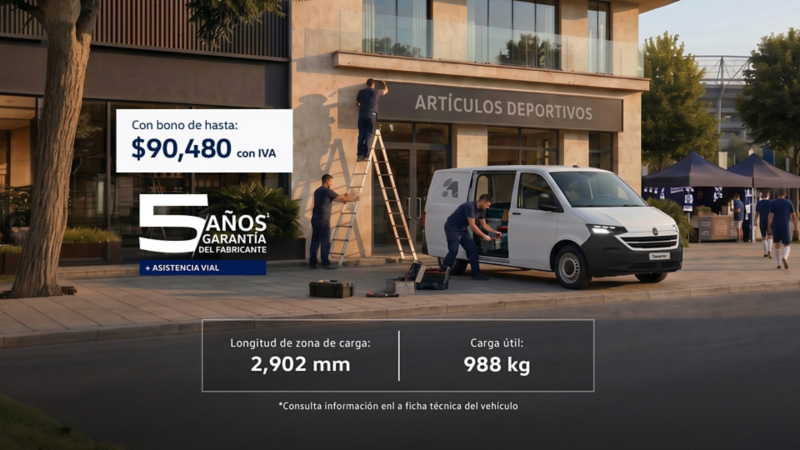 Aprovecha el bono de hasta $90,480 MXN con IVA incluido de Transporter