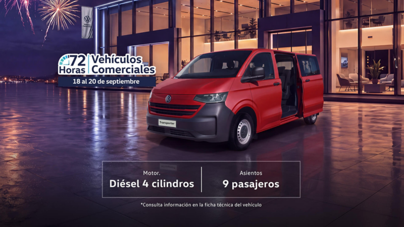 Aprovecha las 72 horas de Vehículos Comerciales y estrena un Transporter Pasajeros