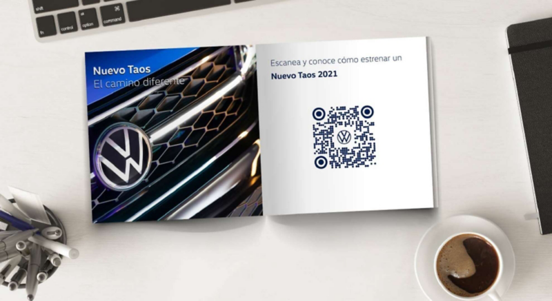 Imagen de código QR de Volkswagen para escanear con el celular y acceder a catálogos. 