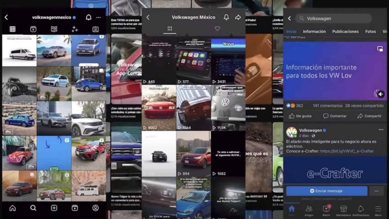Capturas de las redes sociales de Volkswagen en México. 