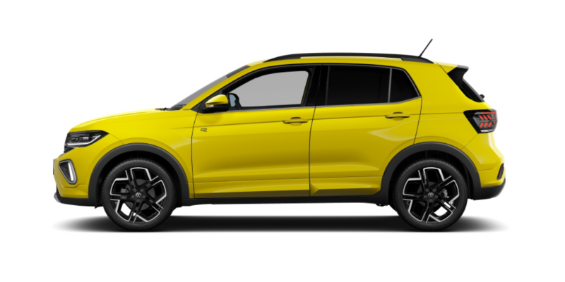 Volkswagen T-Cross de color amarillo vista lateral