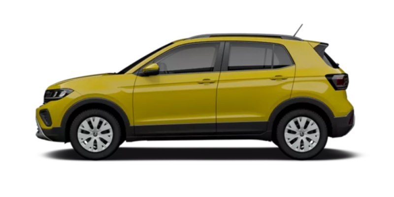 Volkswagen T-Cross de color amarillo vista lateral