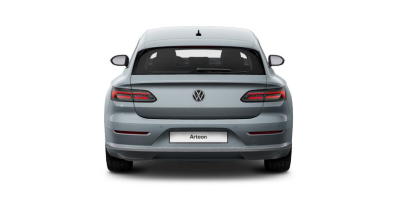 Volkswagen Arteon Shooting Brake gris visto de atrás sobre fondo blanco