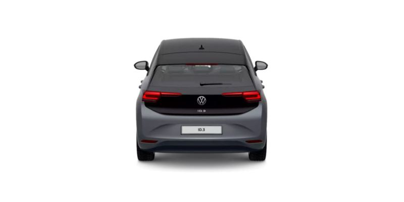 Volkswagen ID.3 gris visto de atrás sobre fondo blanco