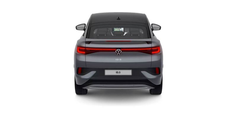 Volkswagen ID.5 gris visto de atrás sobre fondo blanco