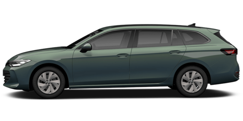 Un Volkswagen Passat de color verde vista lateral