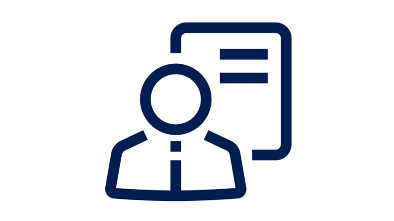 Ikon med en person med et dokument