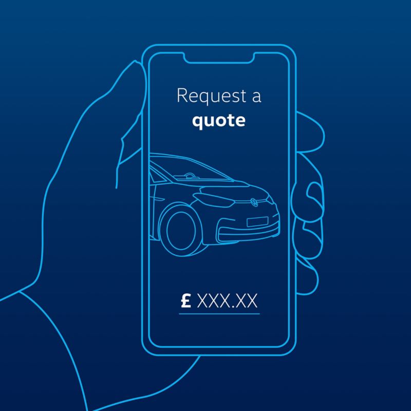 An illustration of a hand holding a smart phone which is displaying a quote on the screen
