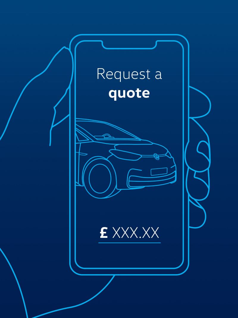 An illustration of a hand holding a smart phone which is displaying a quote on the screen