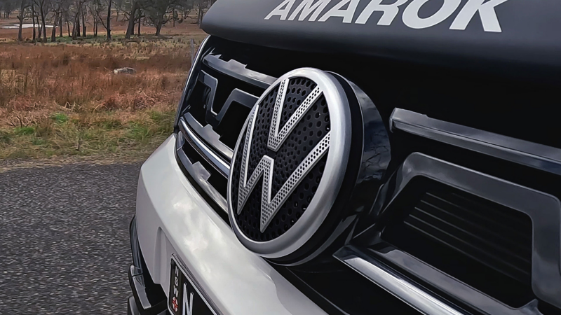 Close up of RooBadge on front of car