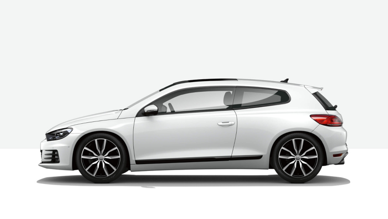 Side view of a grey Volkswagen Scirocco