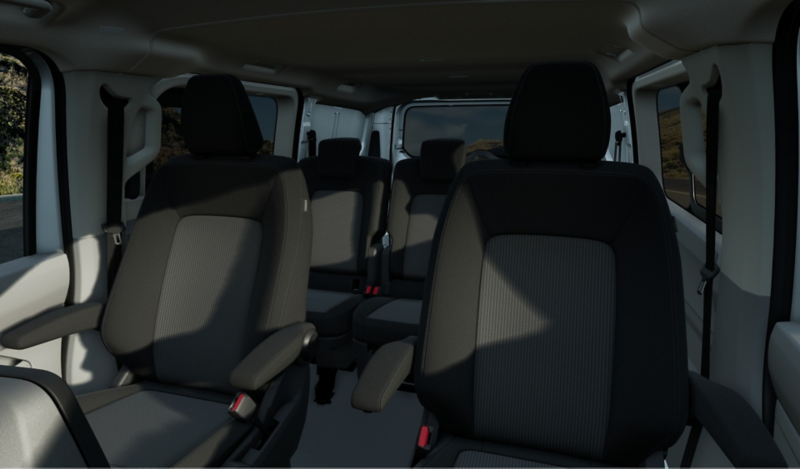 Image showing the interior seating of the Transporter kombi. 