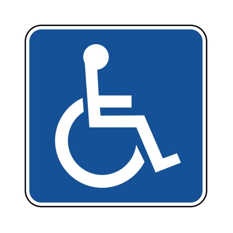 Señal de tránsito que indica lugar de estacionamiento o de acceso para personas con discapacidad.