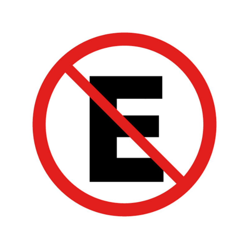 Señal de tránsito que indica no estacionarse en un determinado lugar con la letra E.
