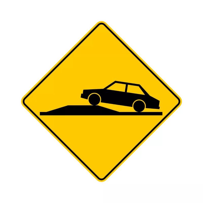 Color de señal preventiva de tránsito - Color amarillo con icono en negro, para mejor visibilidad a cualquier hora.