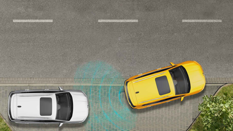 Render de Nuevo T Cross - Sensores de estacionamiento y radio de alcance. 