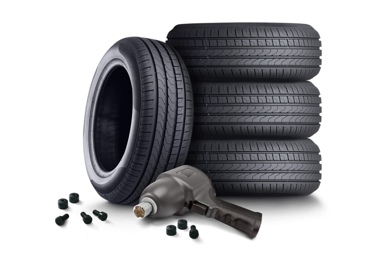 Stacked winter tyres with fitting drill