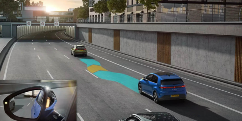 The schematic illustration uses a VW ID. Polo to show how the Side Assist works.