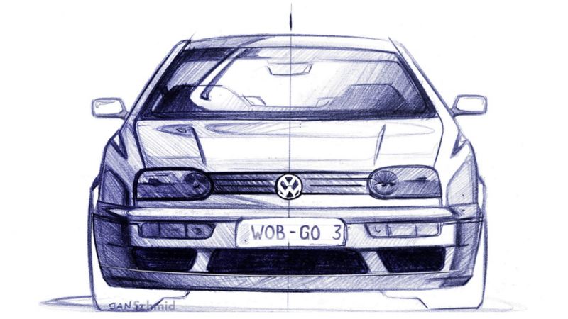 Sketch du design de la Golf Mk3.