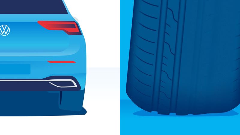Illustration of abnormal tyre wear: Severe wear at one shoulder