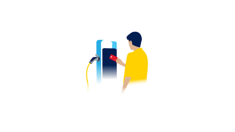 Ilustración que muestra la autenticación mediante la aplicación o la tarjeta de carga