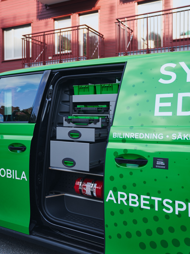 Skåpinredning från System Edström till en VW ID. Buzz Cargo