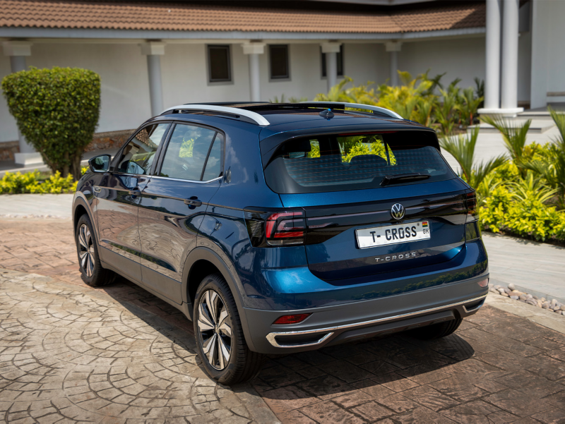 white t-cross rear view