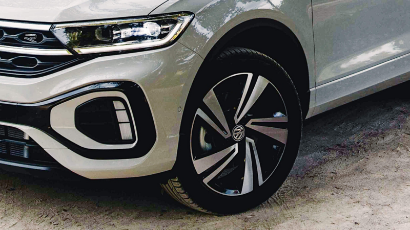 A close-up of a wheel of a VW T-Roc