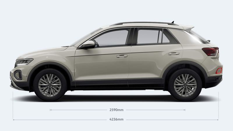 A graphic showing the measurements of a VW T-Roc