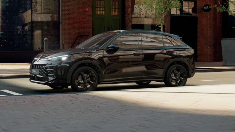 Render przedstawiający wersje hybrydową T-Roc'a