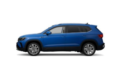 Imagen de camioneta SUV Taos 2021 compatible con Apple CarPlay en versiones Comfortline y Highline.