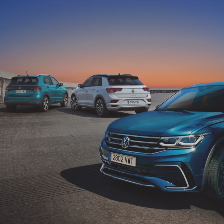 Modelos de la gama SUV  de Volkswagen aparcados