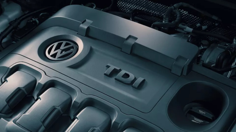 Close up of a TDI engine