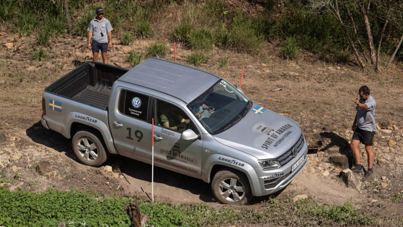 Tekniska delen av rallytävlingen Spirit of Amarok. Att köra på pinnarna ger tidstillägg.