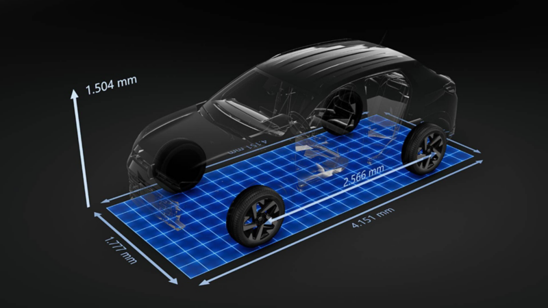 Esquema digital muestra medidas y dimensiones de Volkswagen Tera.
