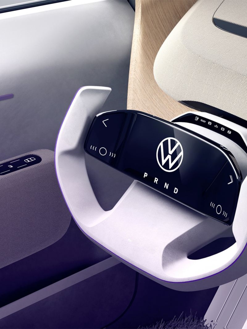 Intérieur d'une Volkswagen ID.Life avec le volant motion sensitive