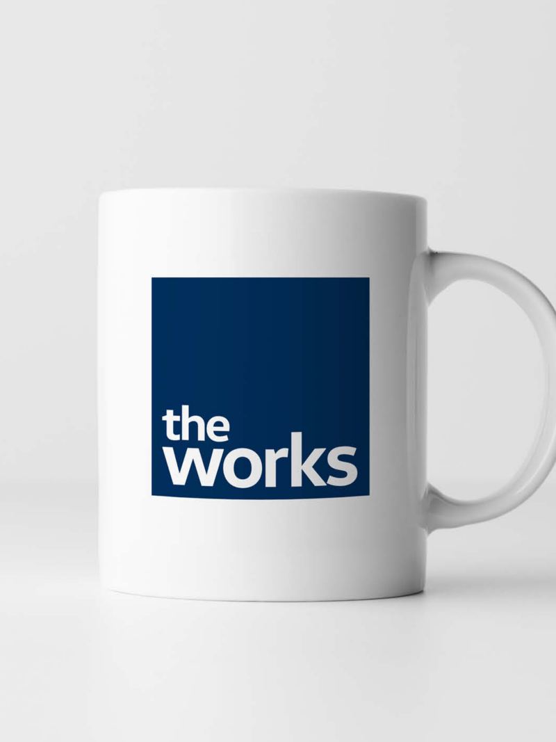 The works mug on a grey background