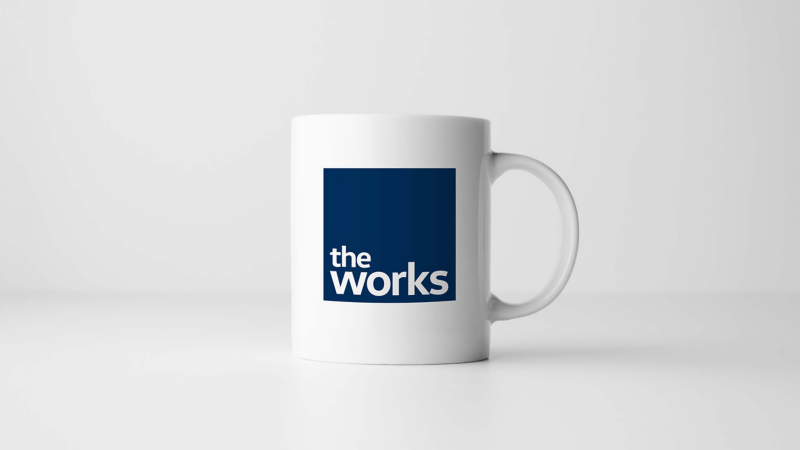 The works mug on a grey background