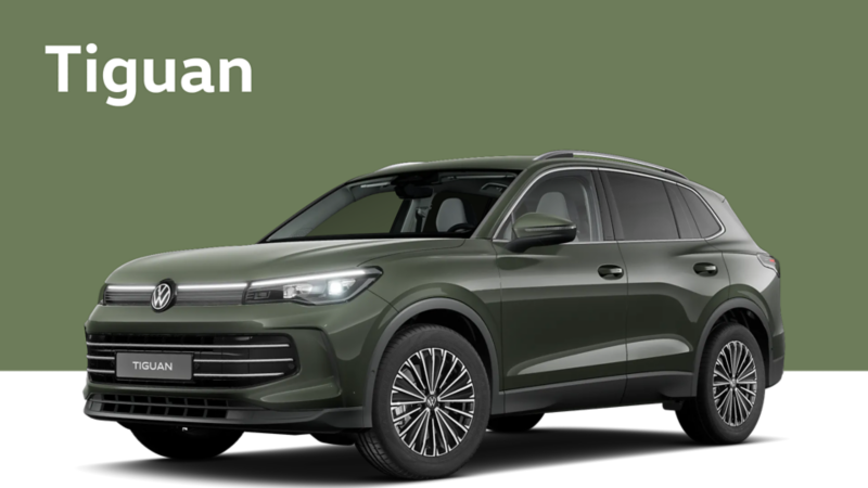 Green tiguan on a green background