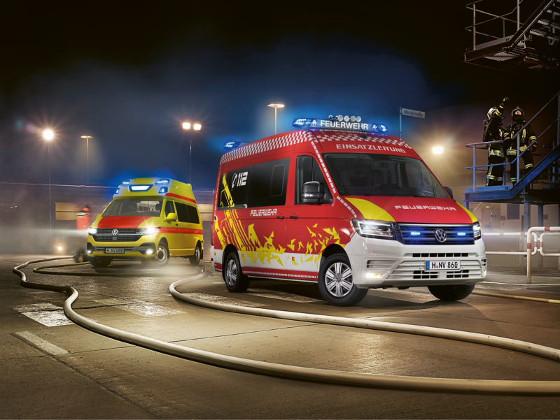 Un VW Crafter et un VW Transporter 6.1 convertis en véhicules de pompiers