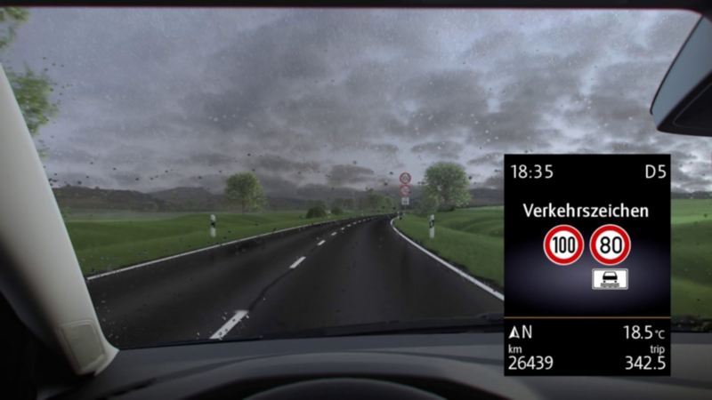 Funkcja rozpoznawania znaków drogowych na wyświetlaczu wielofunkcyjnym VW