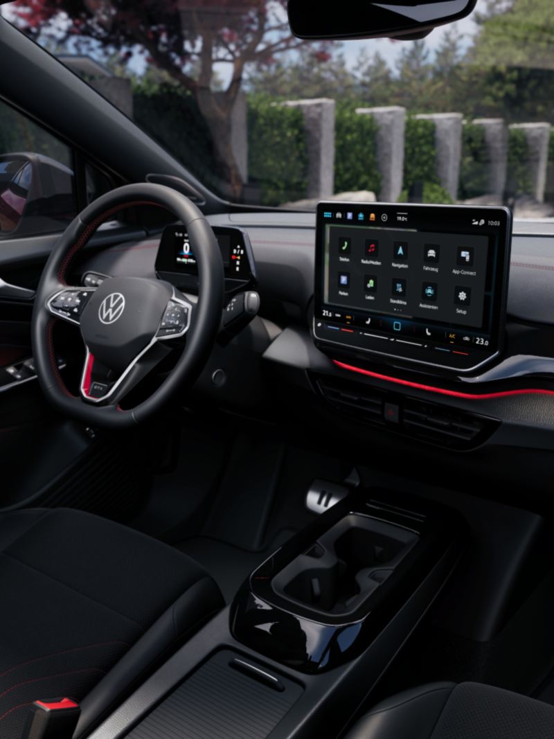 Vista de volante multifunción y el salpicadero de Volkswagen ID.5 GTX