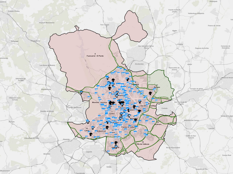Detalle de un mapa de Zonas de bajas emisiones