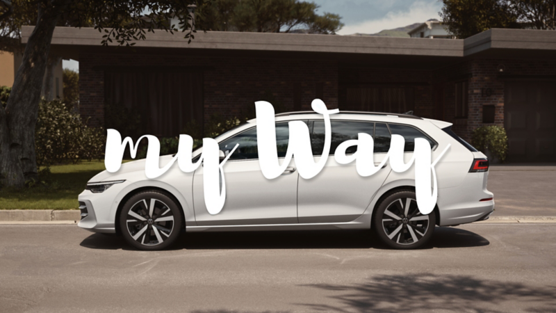 Volkswagen Golf Variant de color blanco con el logo My Way