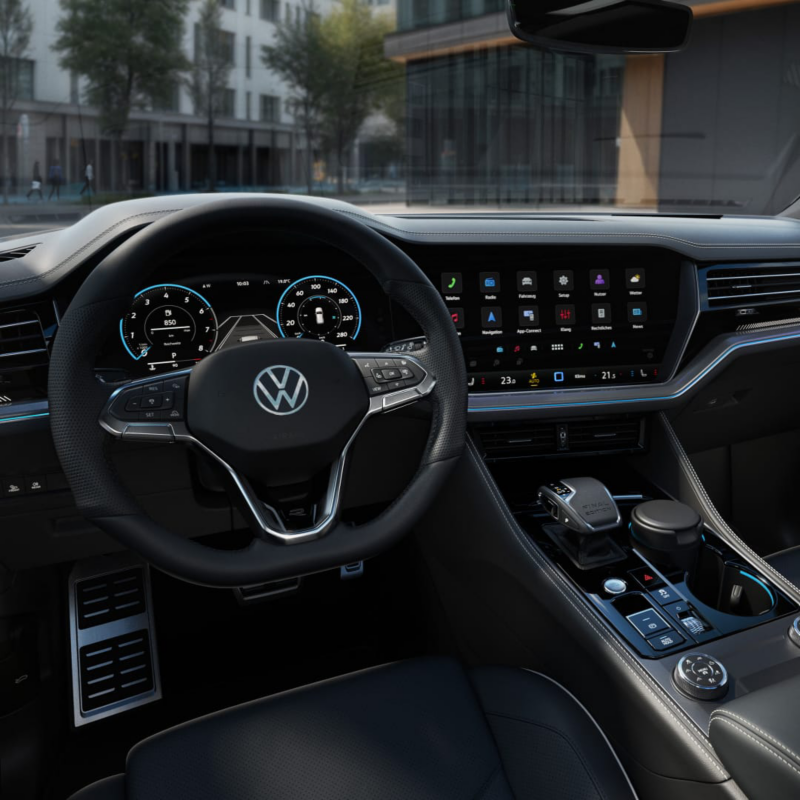 Detalle del diseño interior de un Volkswagen Touareg Final Edition