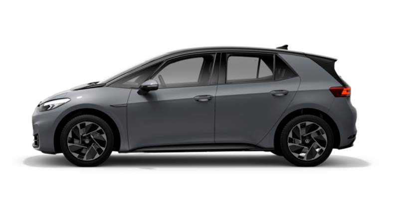 Vista lateral de un Volkswagen ID.3 Pro Peformance gris