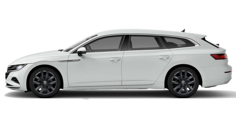 Vista lateral de un Nuevo Arteon Shooting Brake blanco sin fondo